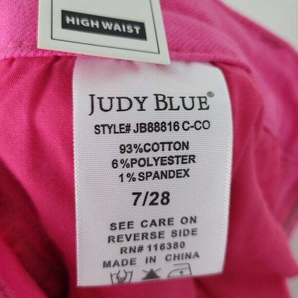 Judy Blue 90's Straight Leg Jeans High Waist Garment Dyed Hot Pink Size 7/28 NWT - Picture 9 of 12